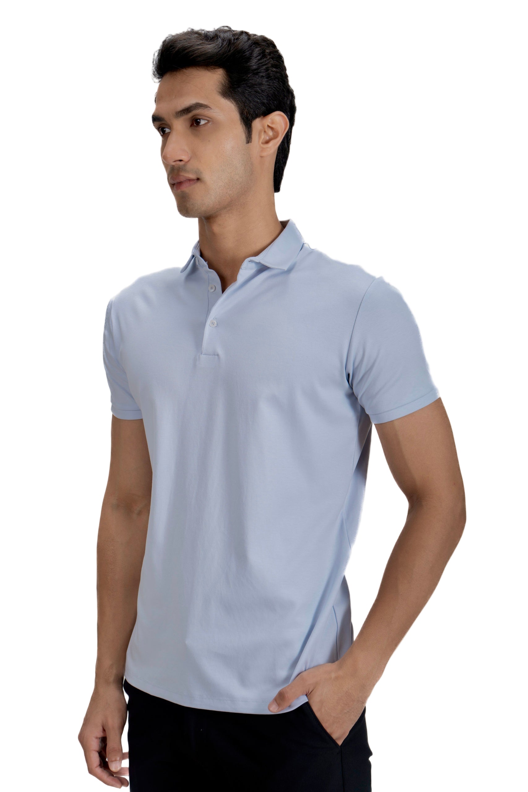 Fluid Cotton Polo - Glacier Blue