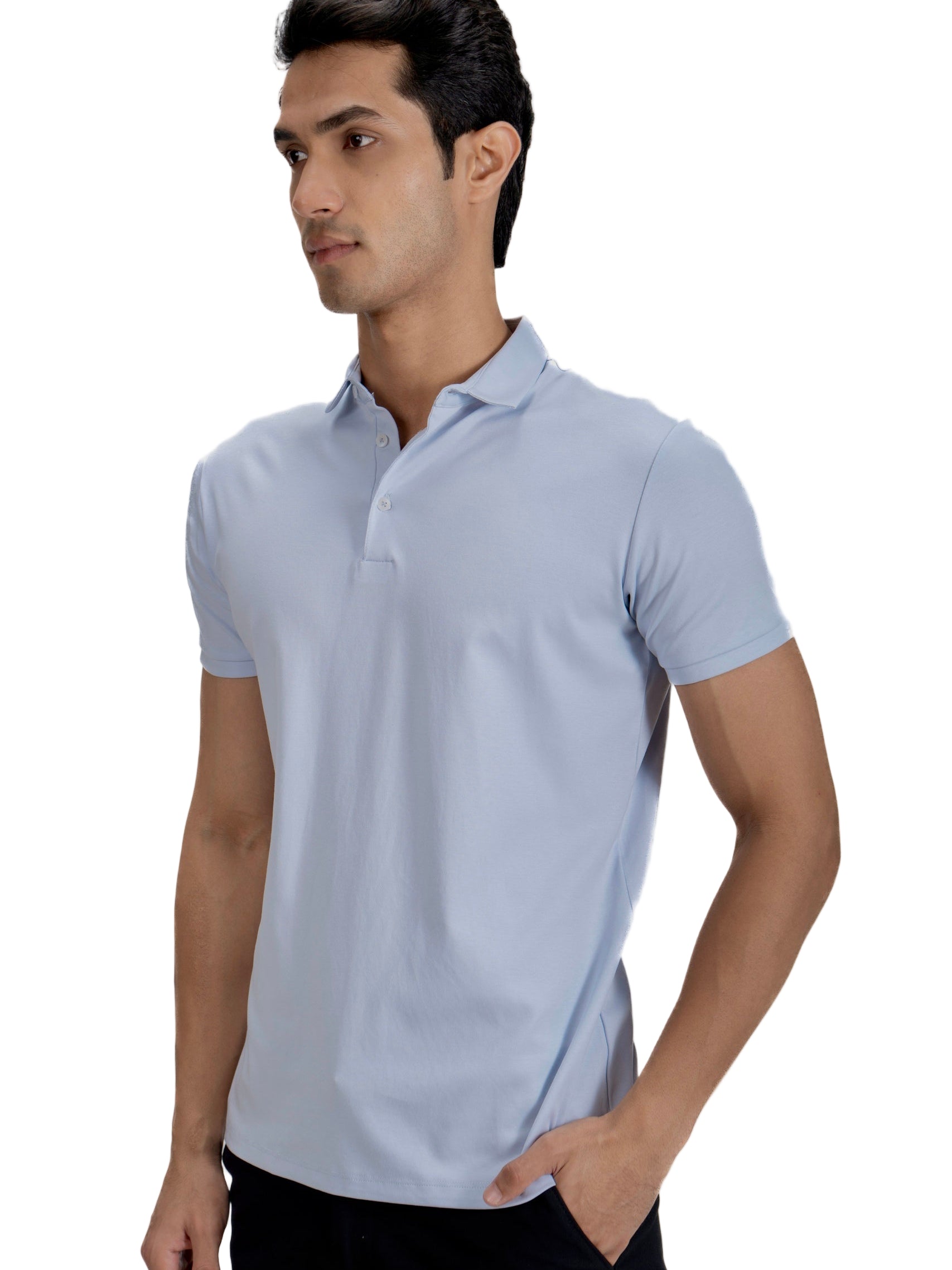 Fluid Cotton Polo - Glacier Blue