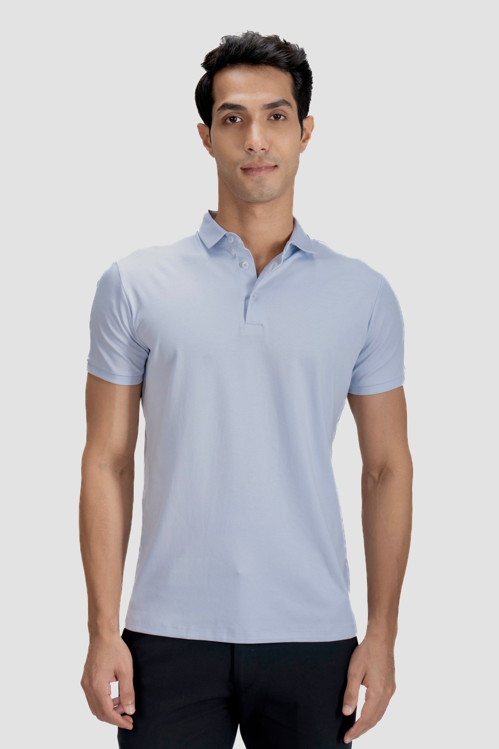 Fluid Cotton Polo - Glacier Blue
