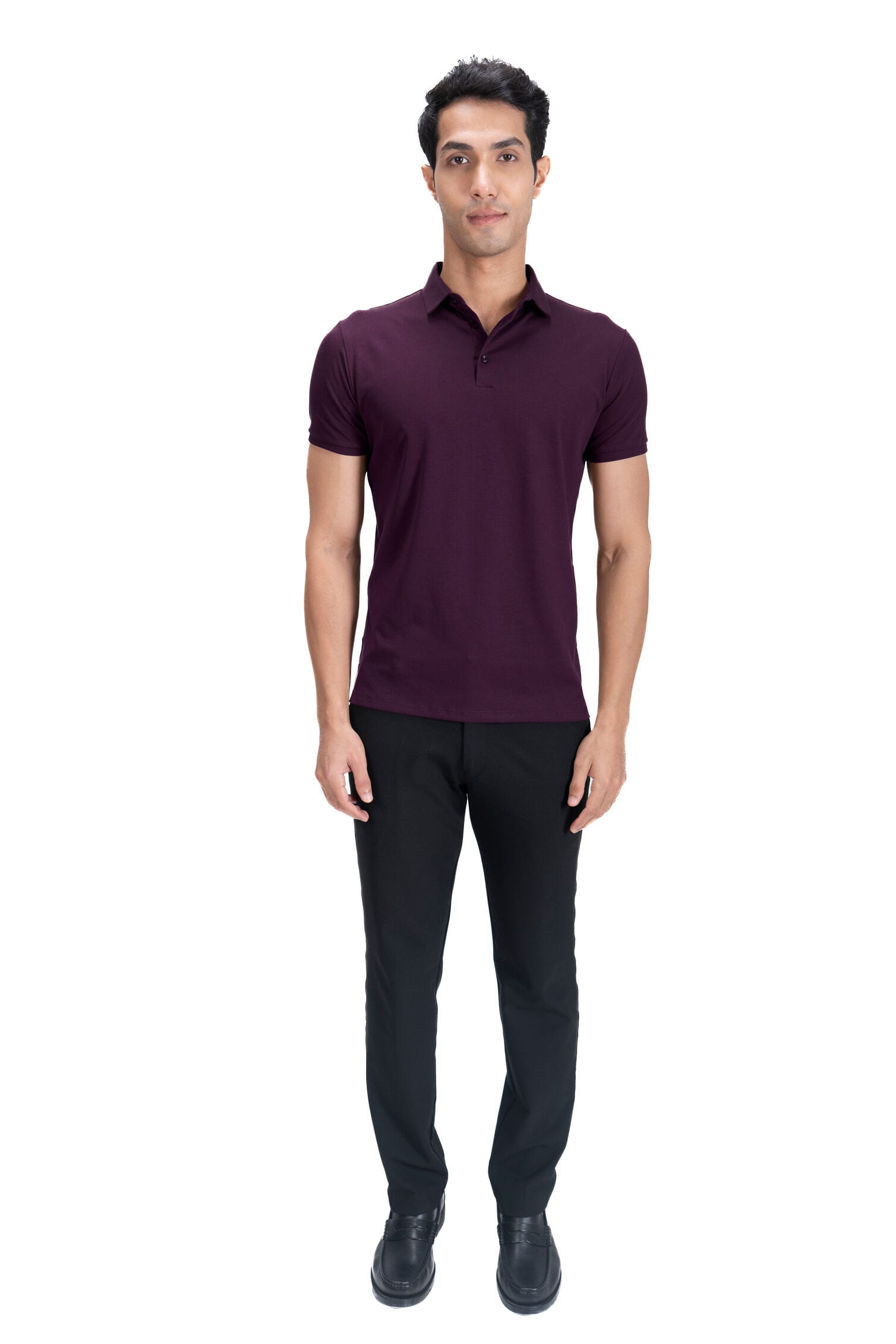 Fluid Cotton Polo - Plum Wine