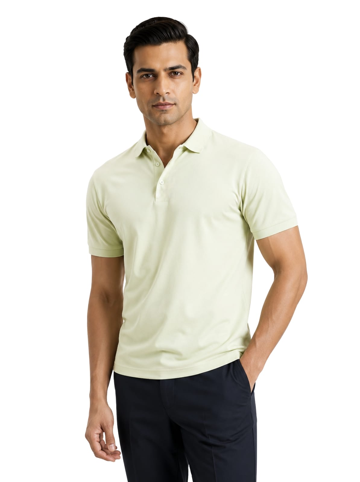 Fluid Cotton Polo - Matcha Cream