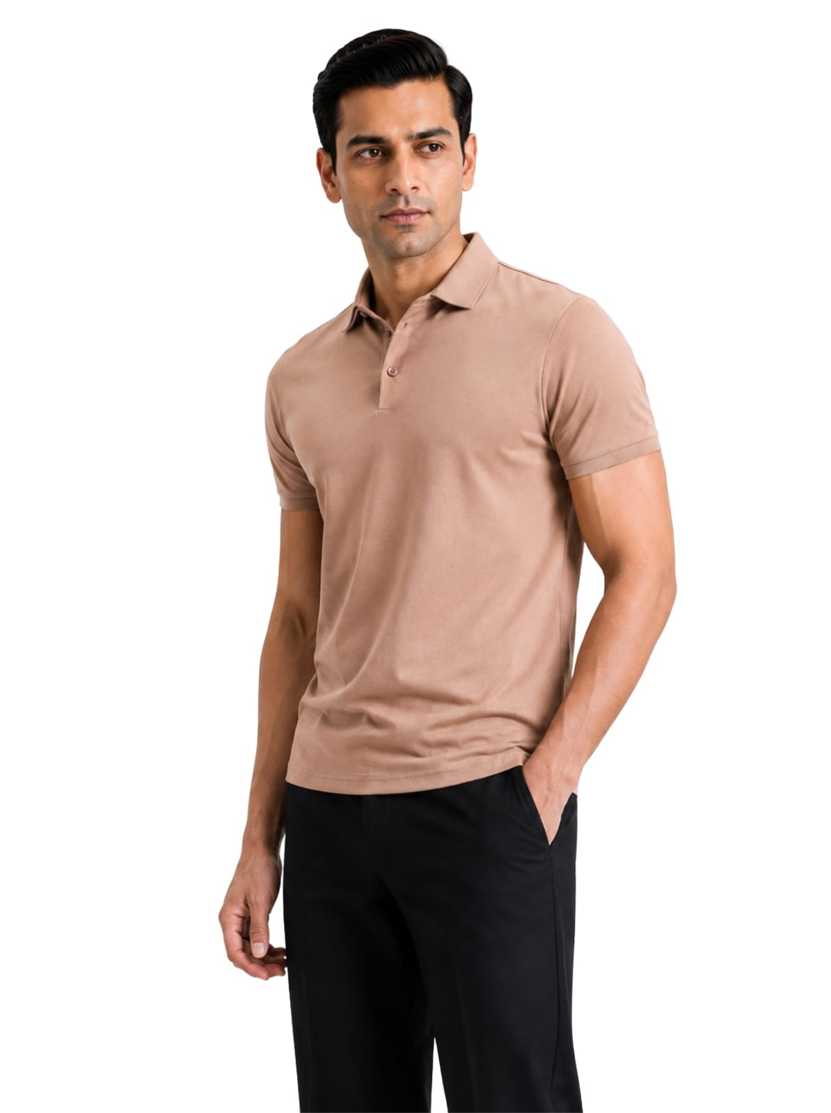 Fluid Cotton Polo - Warm Khaki