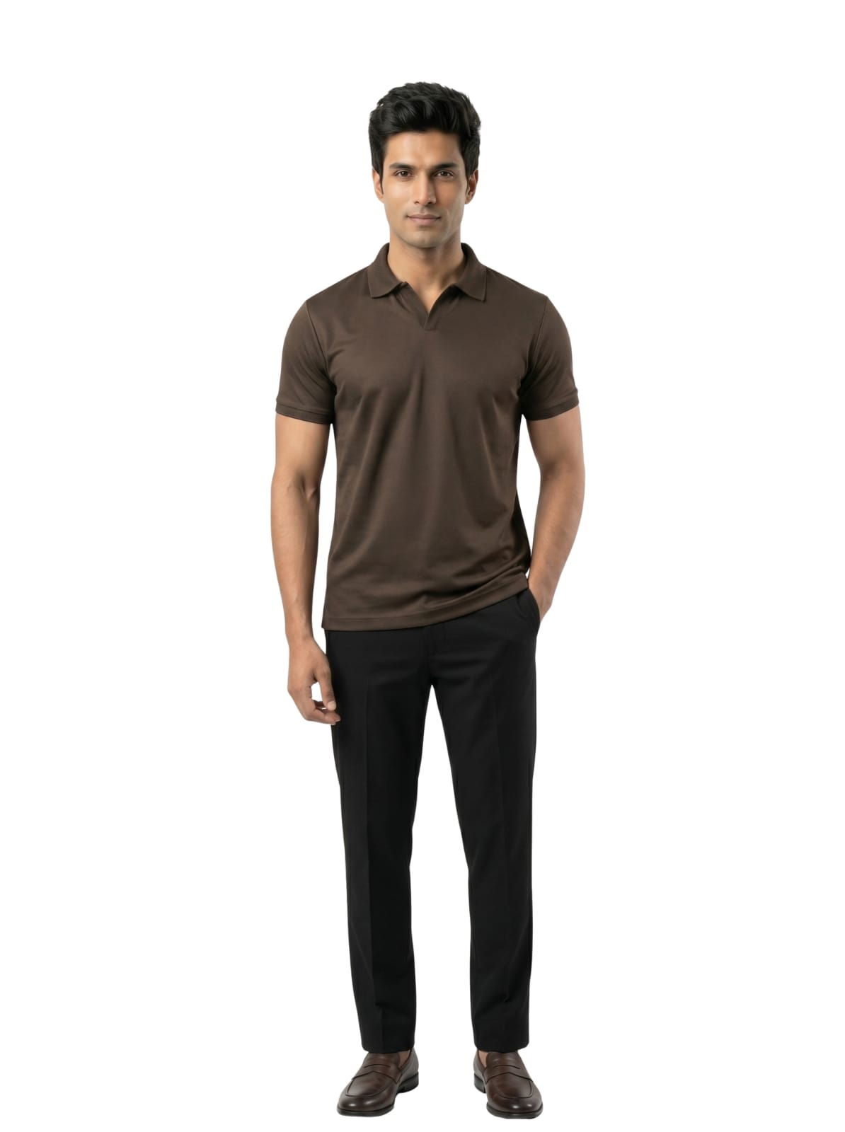 Wing Polo - Dark Brown