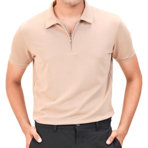 Suede Zipper polo