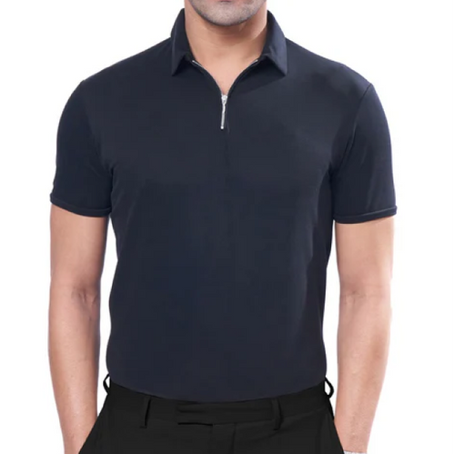 Suede Zipper polo