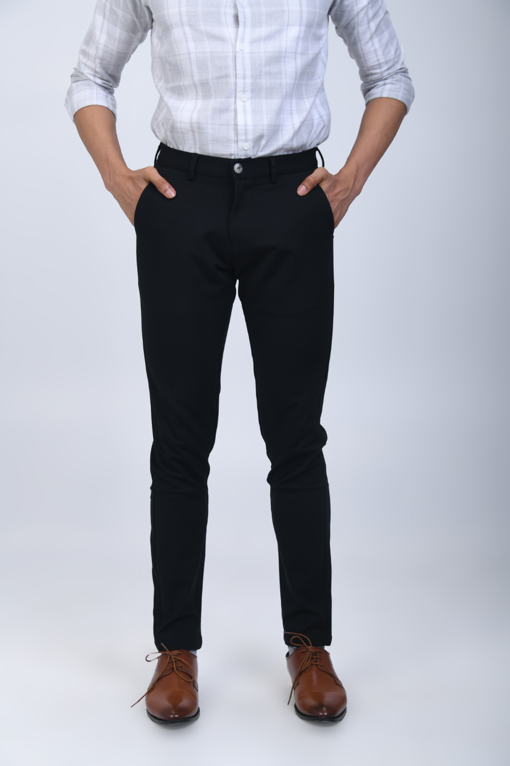 Medium Grey Self Design Full Length Formal Men Slim Fit Trousers - Selling  Fast at Pantaloons.com