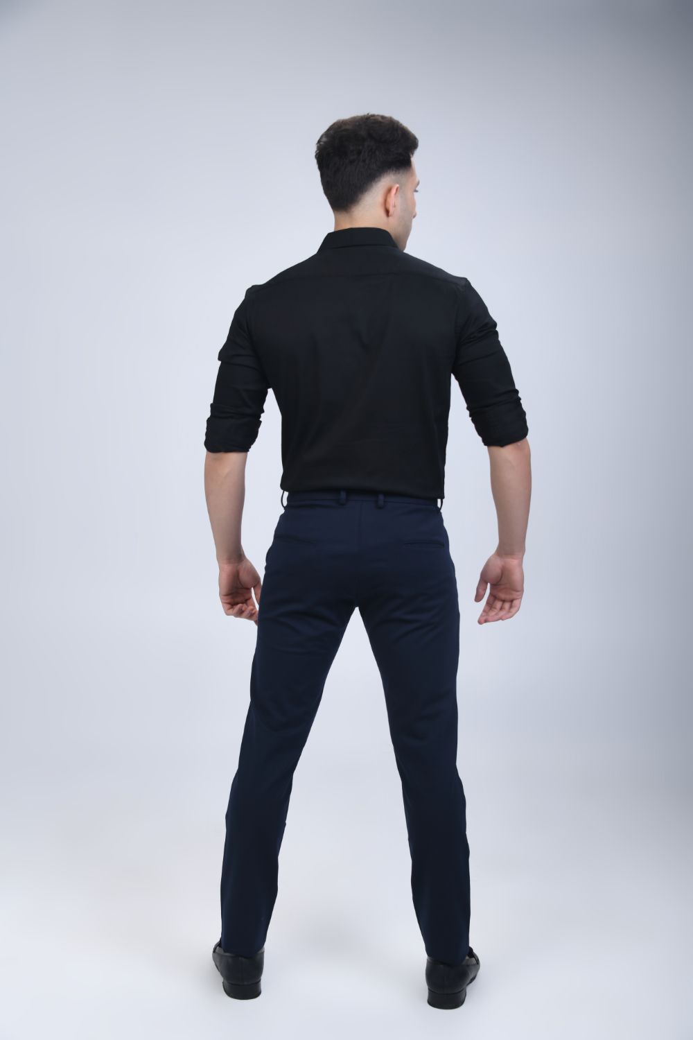 Solid Stretch Shirt  Black Slim Fit Cotton Shirt for Men – Senses