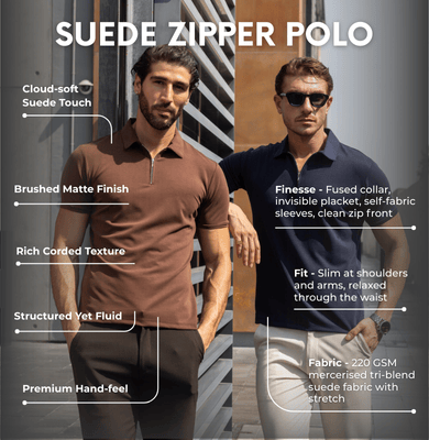 Suede Zipper Polo