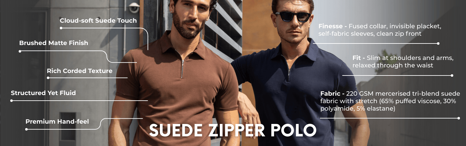 Suede Zipper Polo